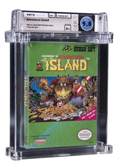 1988 NES Hudson Soft (USA) "Adventure Island" Oval SOQ Sealed Game - WATA 9.8/A+
